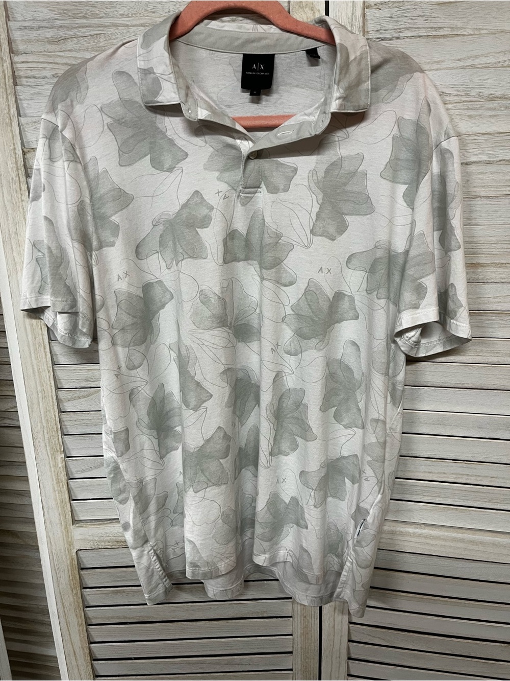 Armani Exchange A|X Men’s XL Gray Abstract Print Polo Shirt